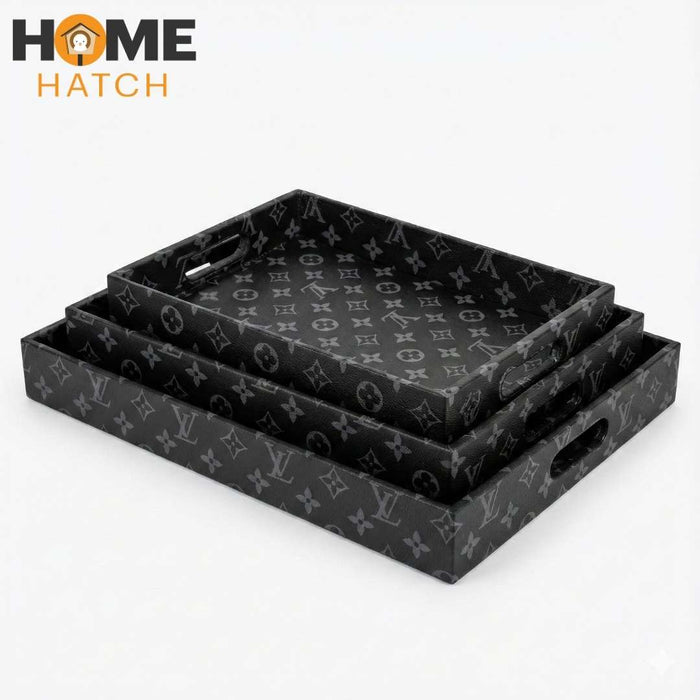 Luxury Brand Leatherette Rectangle Tray 3-Pcs