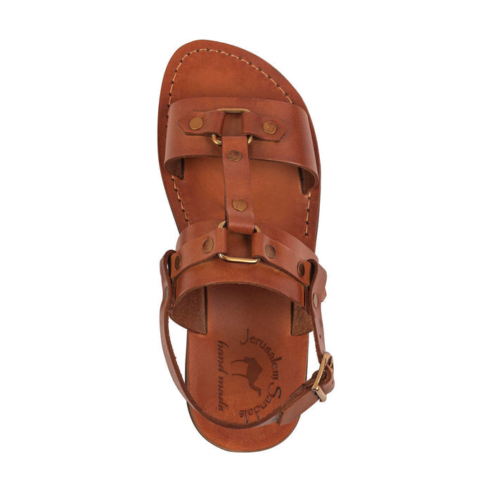 Lyra - Riveted Comfort Leather Sandal | Honey