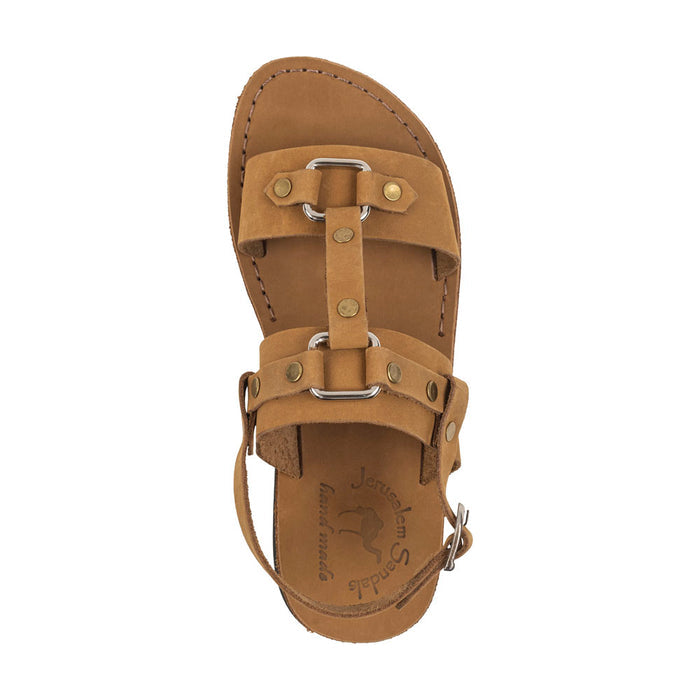 Lyra - Riveted Comfort Leather Sandal | Tan Nubuck