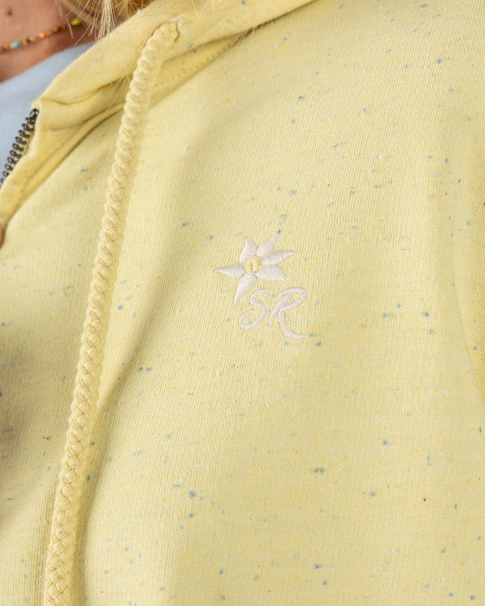 Madern Womens Zip Through Pop Hoodie in Light Yellow