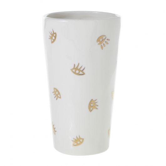 accent decor mystic eye white ceramic vase