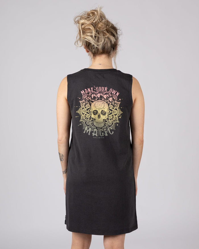 Make Magic Womens Tank Dress in Dark Grey
