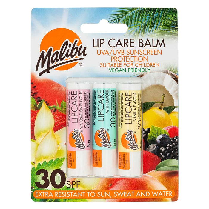 Malibu Spf 30 Lip Care Balm 3 Pack X 5G | Poundstretcher 507184 - NEW