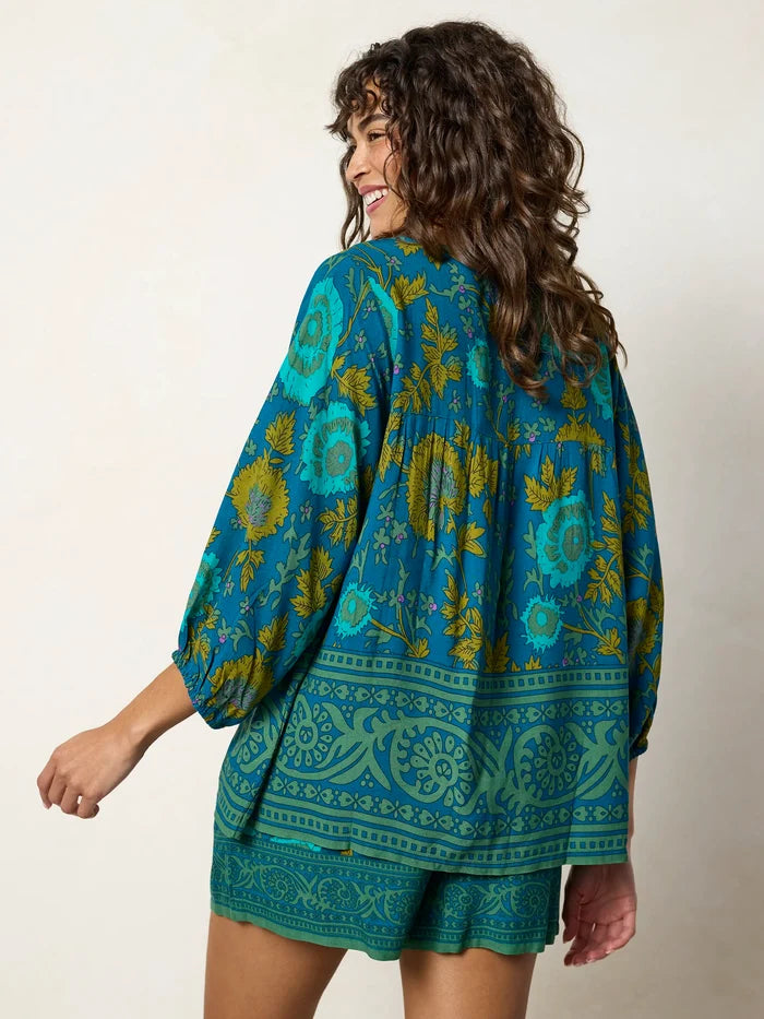 Maribel Top - Navy Sage Border-view 6