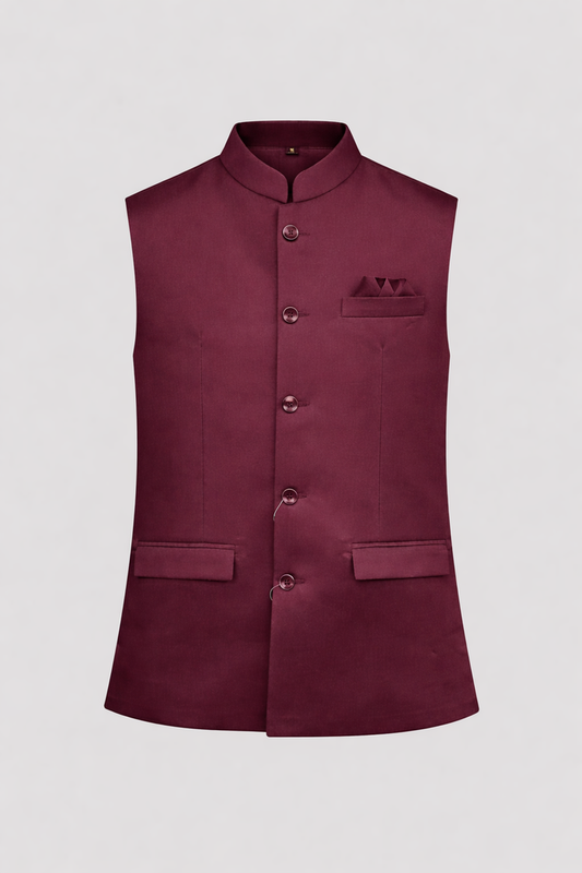 MAROON SOLID NEHRU JACKET