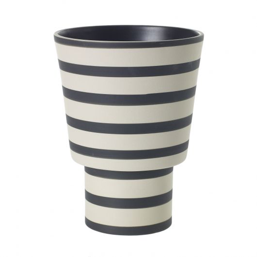 accent decor matte black and white stripe pot vase