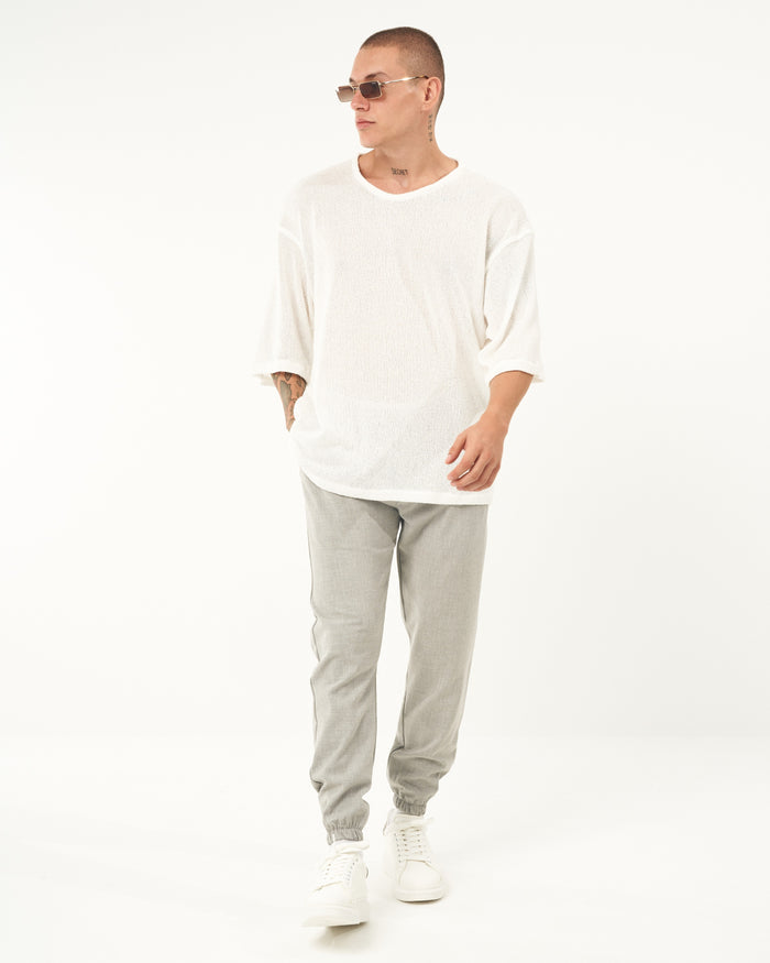 Martin Valen men's loose-fit gray jogger with elastic cuffs, front mid-body view