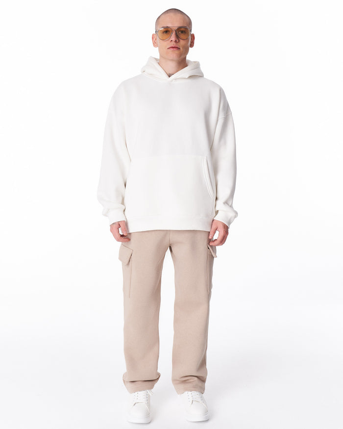Men's Fleece Beige Cargo Sweatpants (2)