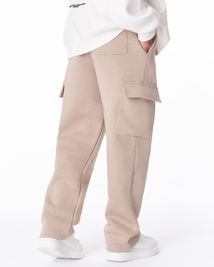 Men's Fleece Beige Cargo Sweatpants (5)