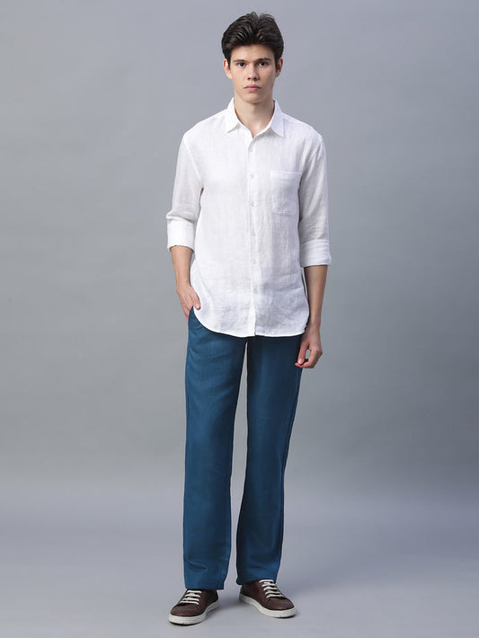 Men's Linen Excel Regular Fit Pant Navy