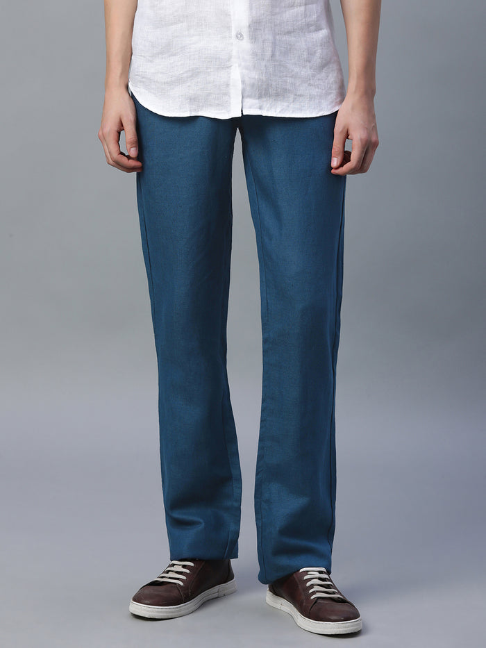 Men's Linen Excel Regular Fit Pant Navy