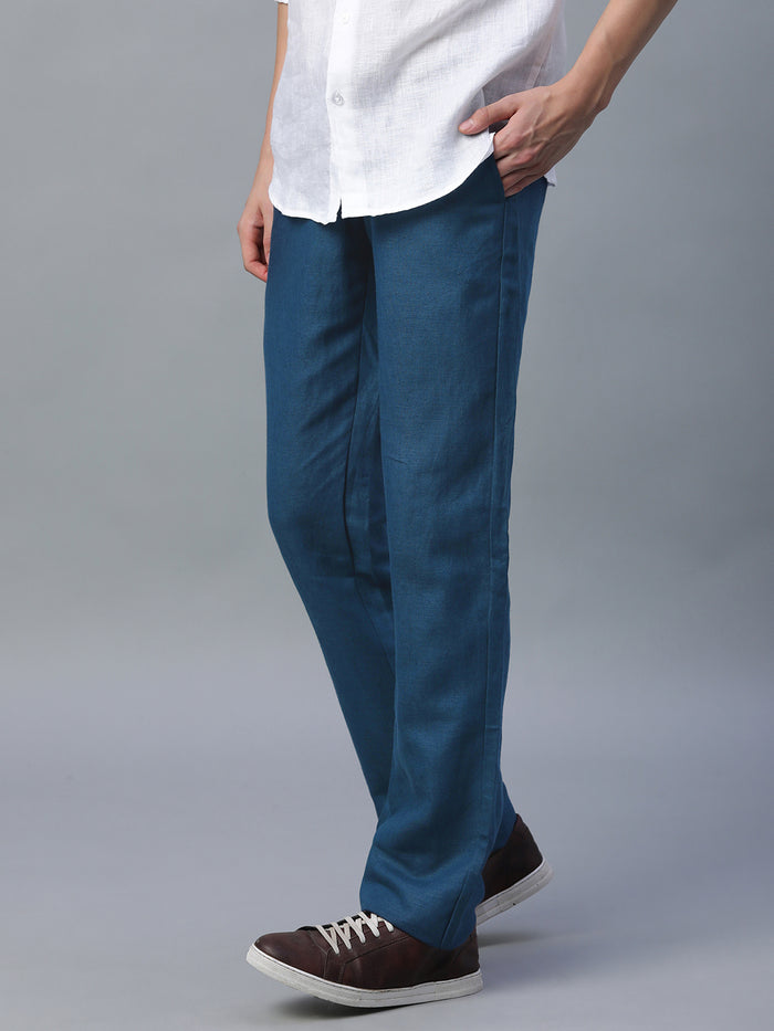 Men's Linen Excel Regular Fit Pant Navy