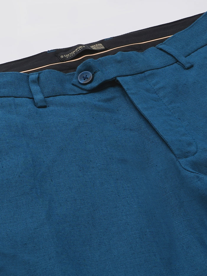 Men's Linen Excel Regular Fit Pant Navy