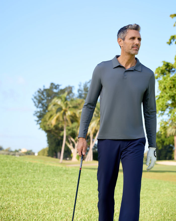 Man wearing long sleeve collared shirt in smoke. (Style 12004) - BloqUV