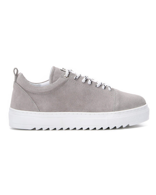 Martin Valen men's grey low-top sneakers, side view showing thick white platform sole