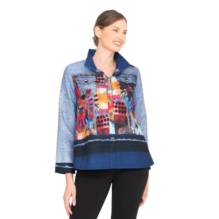 Modern Art Colorful Denim Print Jacket - 5030