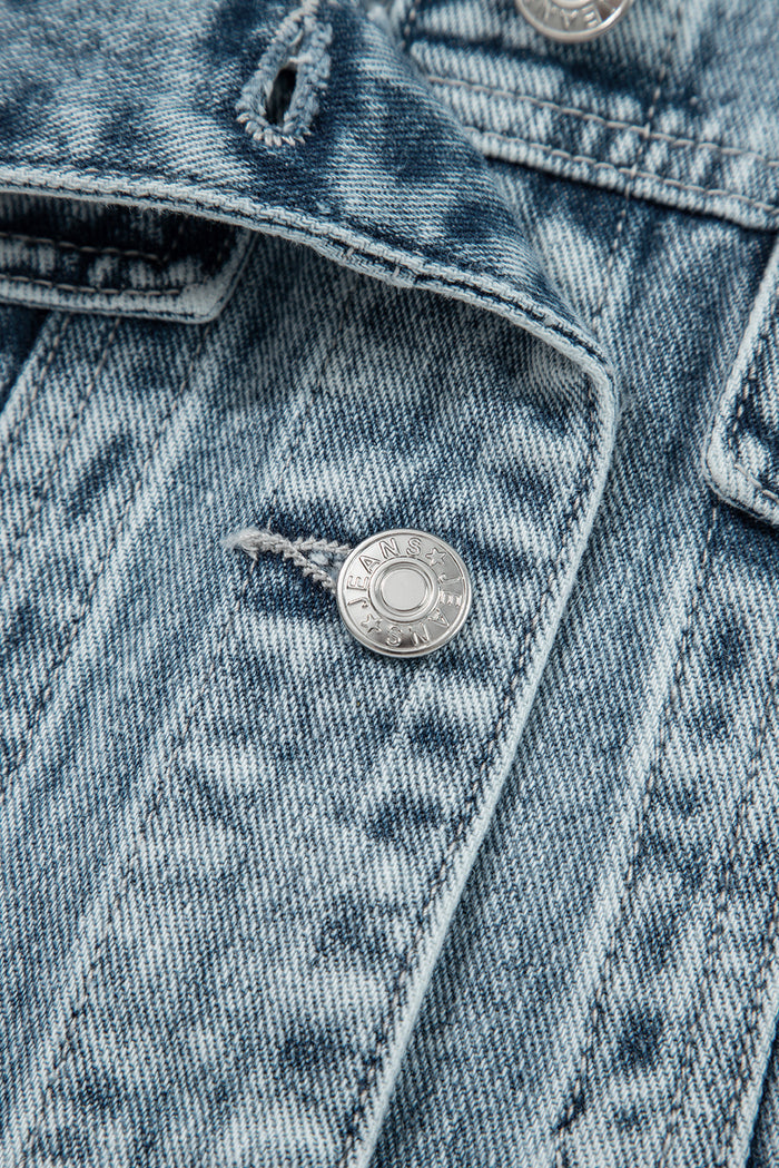 Myosotis Button Flap Pocket Frayed Detail Denim Vest