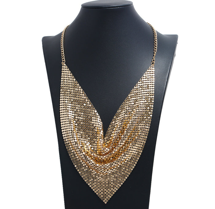 N2723 - Triangle Towel Aluminum Cloth Silk Scarf False Collar Necklace
