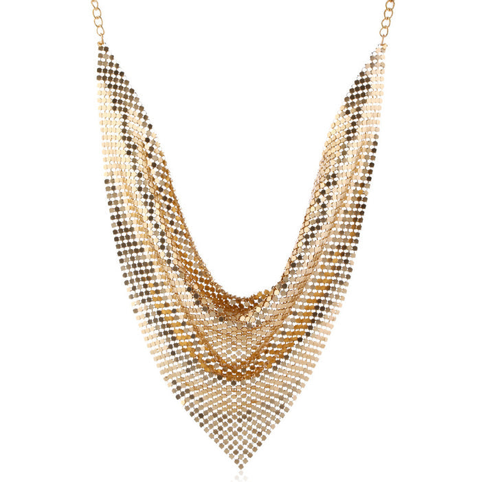 N2723 - Triangle Towel Aluminum Cloth Silk Scarf False Collar Necklace