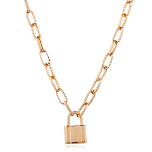 N2725 - American personality fashion cold wind lock element Necklace