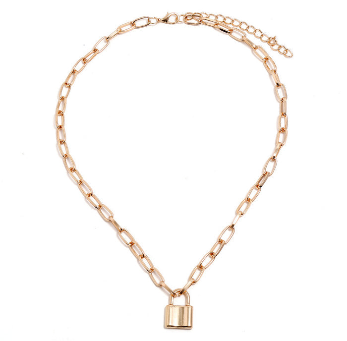 N2725 - American personality fashion cold wind lock element Necklace