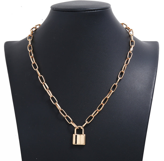 N2725 - American personality fashion cold wind lock element Necklace