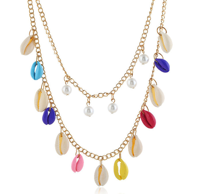 N2731 - American fashion multilayer shell necklace