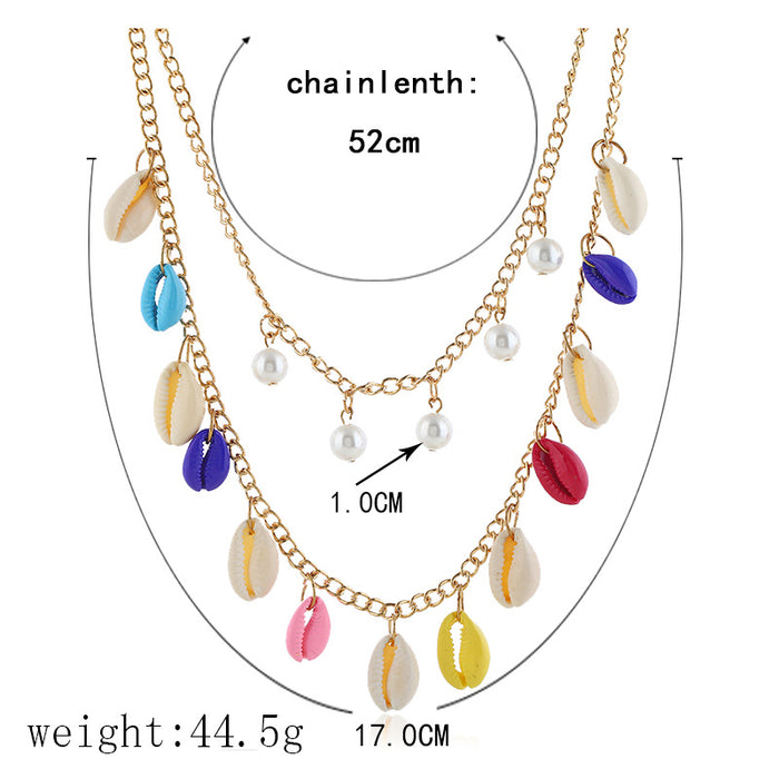 N2731 - American fashion multilayer shell necklace