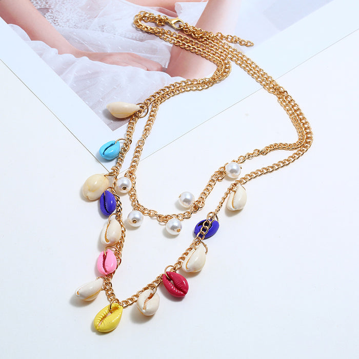 N2731 - American fashion multilayer shell necklace