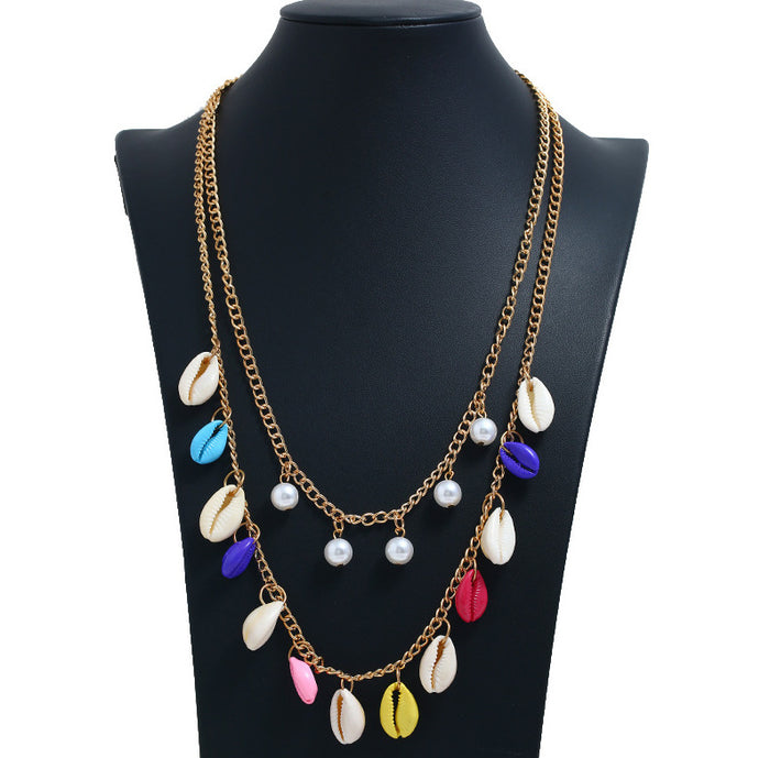 N2731 - American fashion multilayer shell necklace