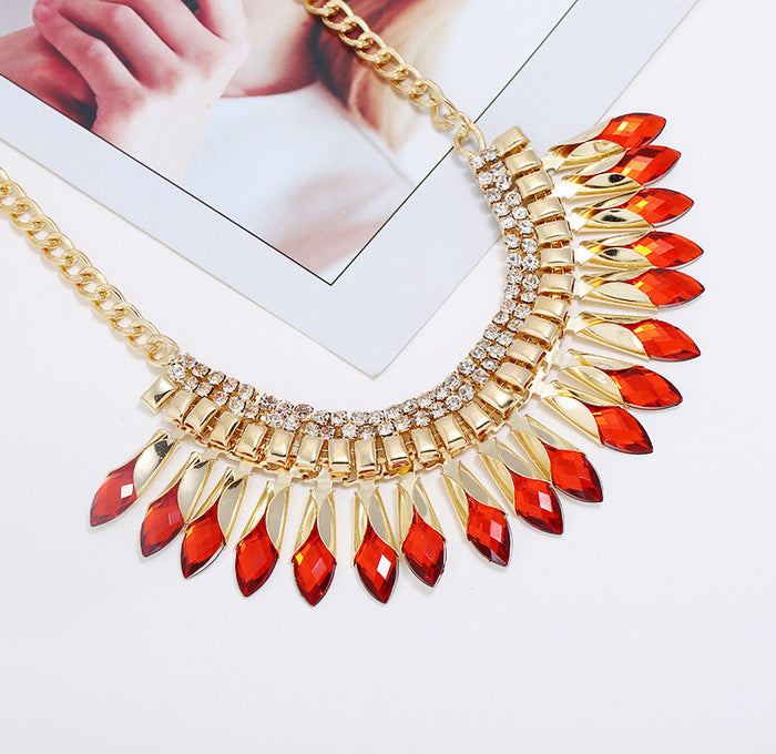 N2732 - Diamond Tassel Necklace Earring Set