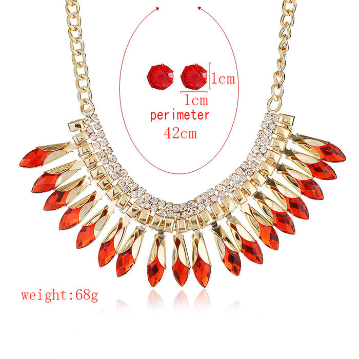 N2732 - Diamond Tassel Necklace Earring Set