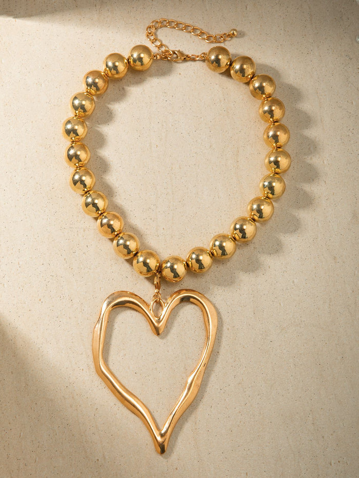 N2734 - Simple round beads love pendant necklace