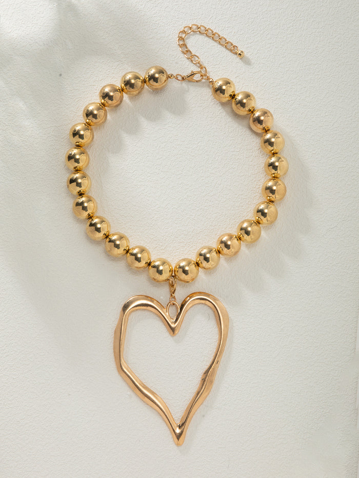 N2734 - Simple round beads love pendant necklace