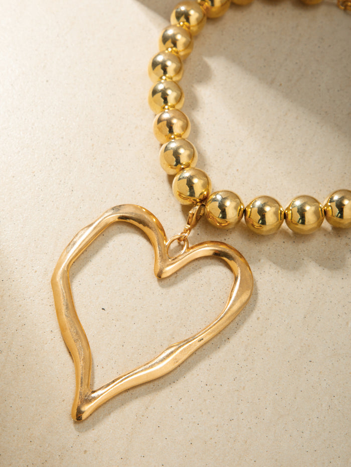 N2734 - Simple round beads love pendant necklace