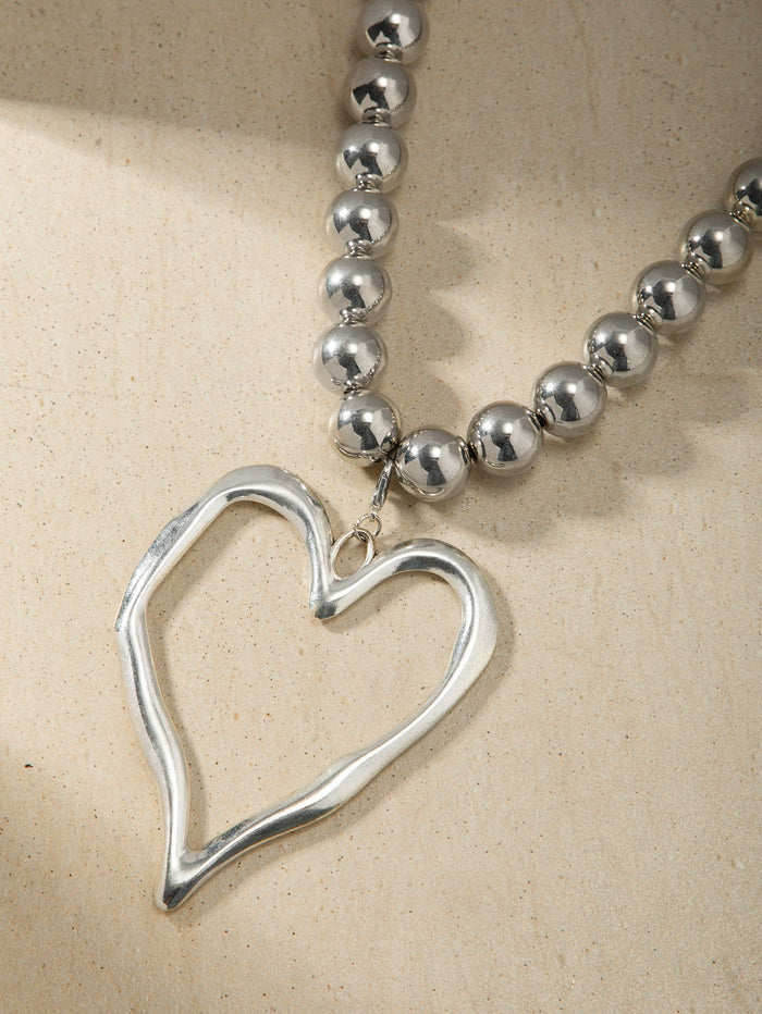 N2735 - Simple round beads love pendant necklace