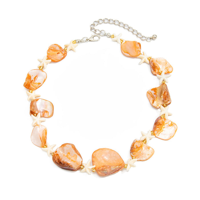 N2745 - Bohemian Beach Starfish Shell Beaded Necklace