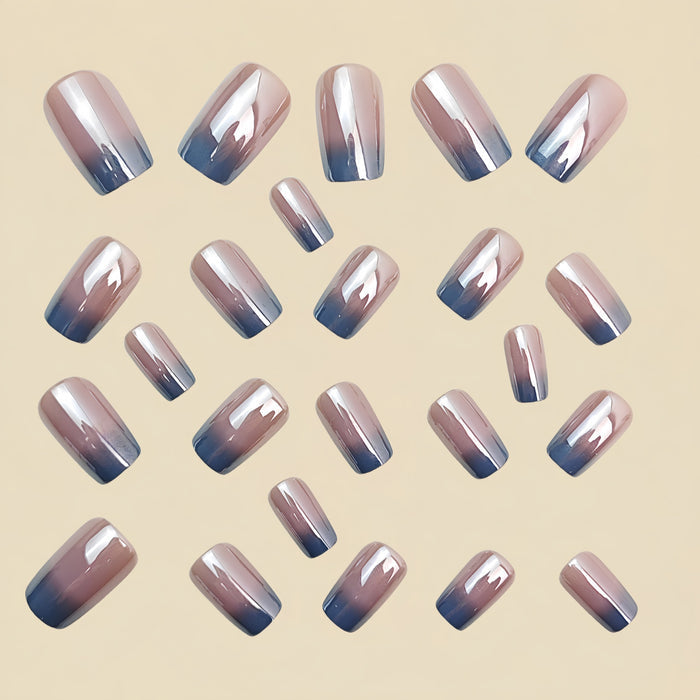 NA085 - Classy Electroplated Silver Gradient Nails