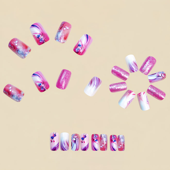 NA099 - Purple Glitter Diamond Nails