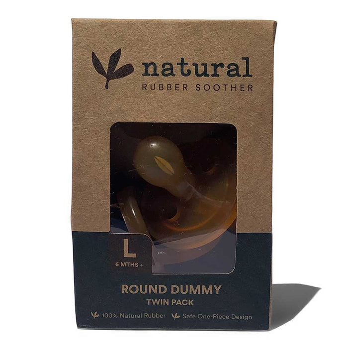 Natural Rubber Soother Round Large (6+ Months) - Twin With Eco Packaging - L'Organic