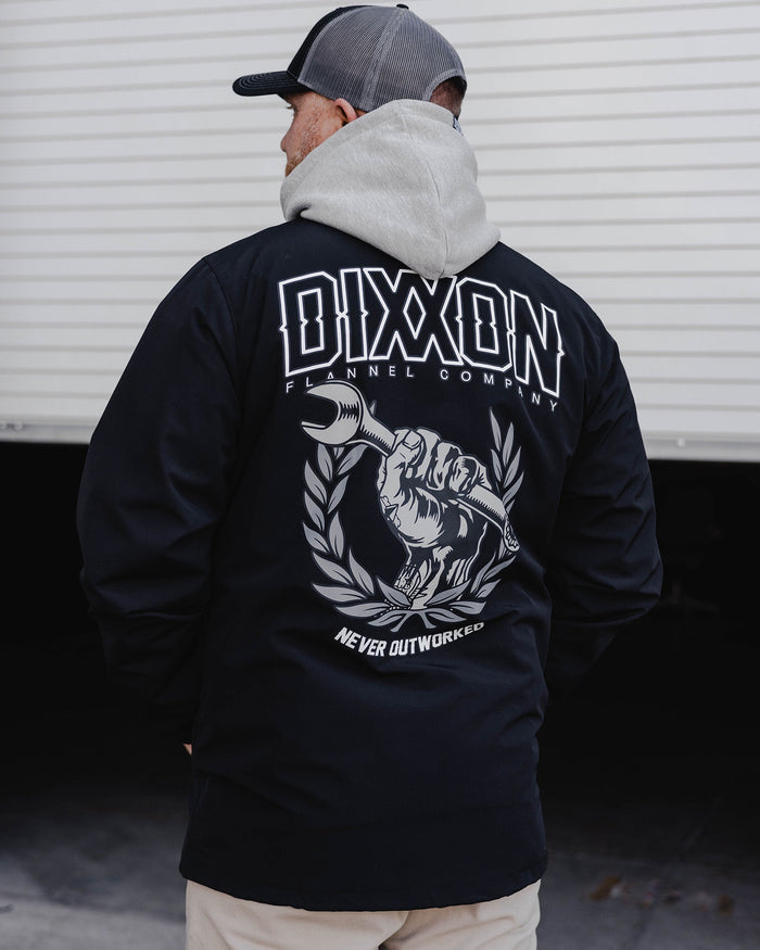 Never Outworked Coaches Jacket - Black - Dixxon Flannel Co.