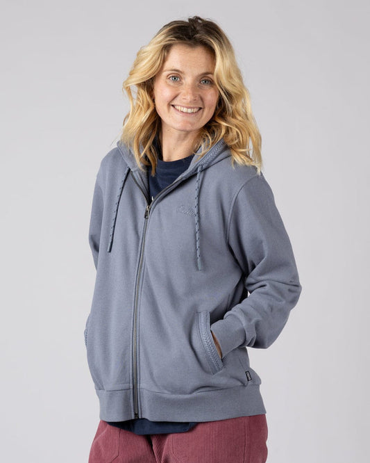 Nikka Womens Zip Hoodie in Blue