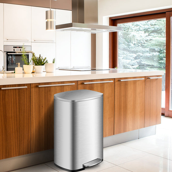NNECW 13.2 gallon stainless steel trash can with Removable Inner Bucket for Home Use-0