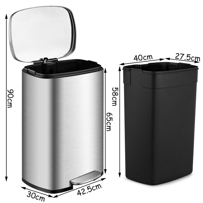 NNECW 13.2 gallon stainless steel trash can with Removable Inner Bucket for Home Use-3