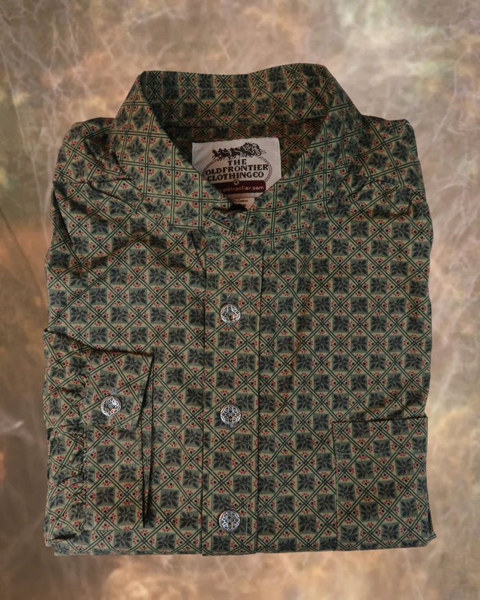 Olive and Red Lattice - Men's Victorian Shirt