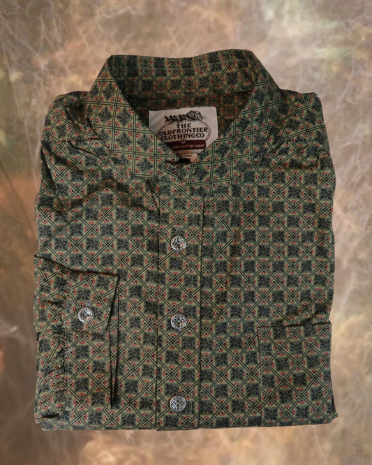 Olive and Red Lattice - Men's Victorian Shirt