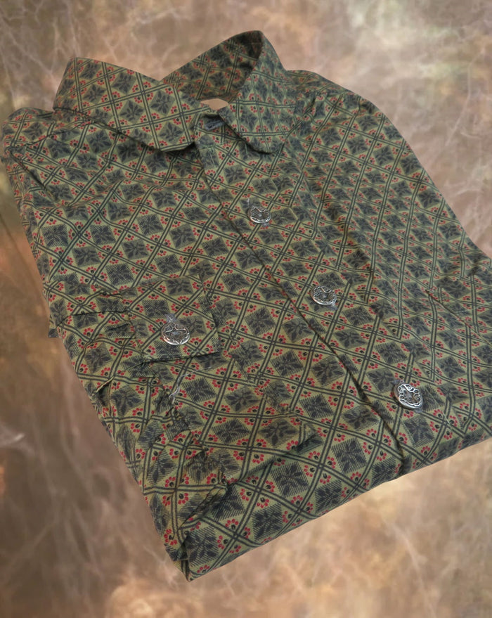 Olive and Red Lattice - Men's Victorian Shirt