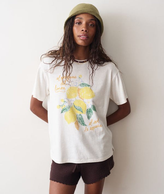 Oversized Hemp Graphic Tee Antique White