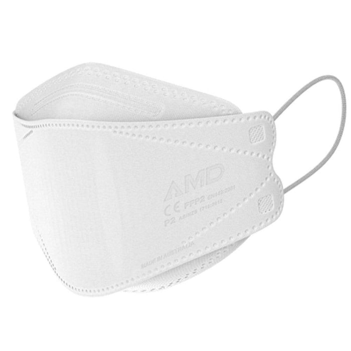 P2 Face Masks | Australian Made | AMD Nanotech Level 3 | EarLoop - WHITE | 4xPly (1Box/50mask)