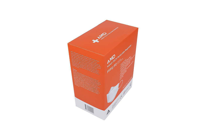 P2 Face Masks | Australian Made | AMD Nanotech Level 3 | EarLoop - WHITE | 4xPly (1Box/50mask)